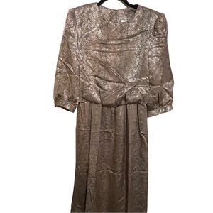 Lady Carol 70s Reptile Print Puff Sleeve Dress‎ sz Medium